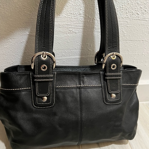 COACH Black Soho Pleated Shoulder Bag with Silver hardware F13732 - Picture 4 of 9